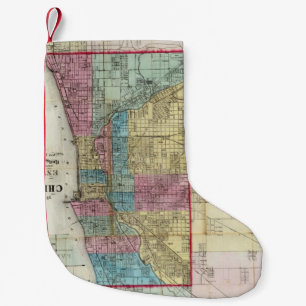 Petite Chaussette De Noël Carte vintage de Chicago (1869)