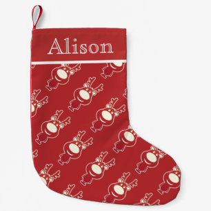 Petite Chaussette De Noël Cartoon Rudolph Motif rouge Personnalisé