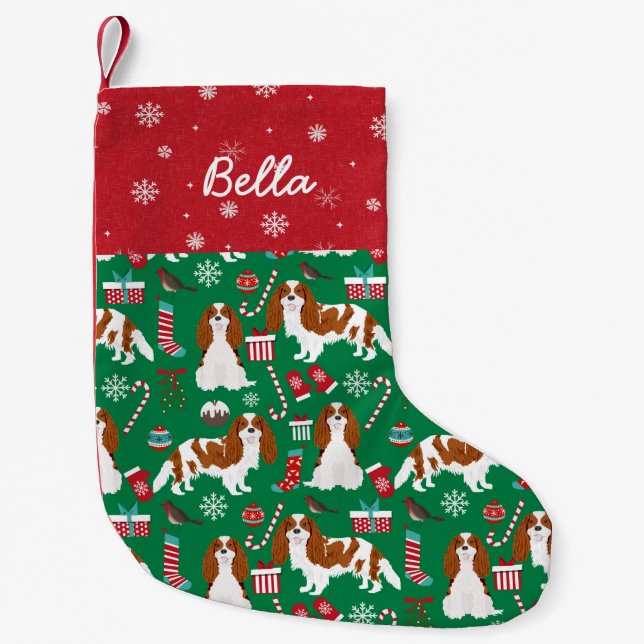 Petite Chaussette De Noël Cavalier Charles Spaniel Blenheim (Devant)