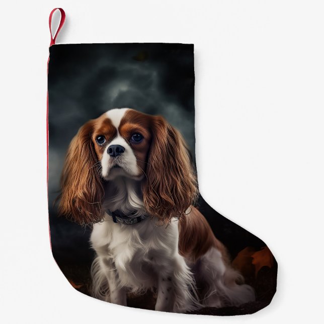 Petite Chaussette De Noël Cavalier King Charles Spaniel Halloween effrayant (Devant)
