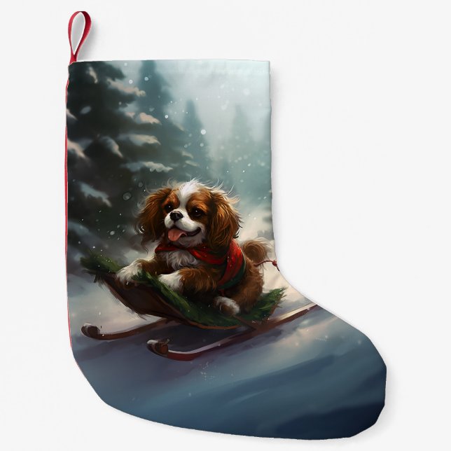 Petite Chaussette De Noël Cavalier King Charles Spaniel neige de Noël (Devant)