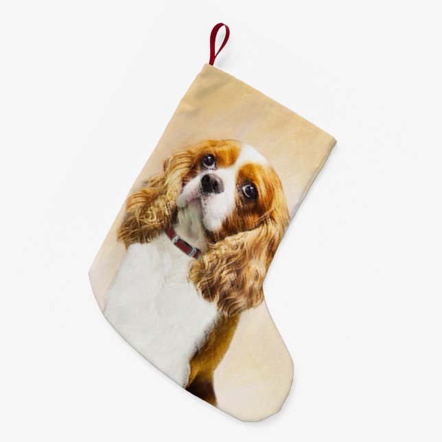 Petite Chaussette De Noël Cavalier King Charles Spaniel Peinture originale (Devant (Accrochage))