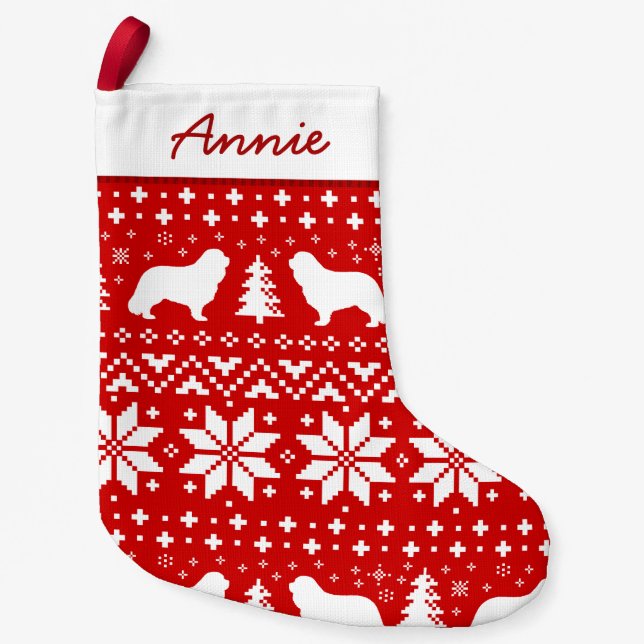 Petite Chaussette De Noël Cavalier King Charles Spaniel Silhouettes (Devant)