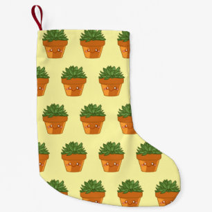 Petite Chaussette De Noël Centre de table planteur de succulentes vertes col