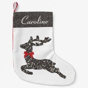Petite Chaussette De Noël Cerf de Noël en Bow rouge
