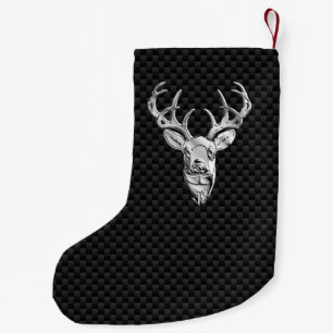 Petite Chaussette De Noël Cerf sauvage d'argent sur papier carbone