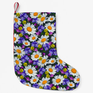 Petite Chaussette De Noël Chamomille, fleurs sauvages : motif sans soudure.