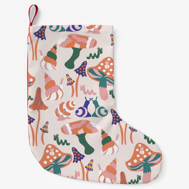 Petite Chaussette De Noël Champignons d'automne, design coloré et transparen (Devant)