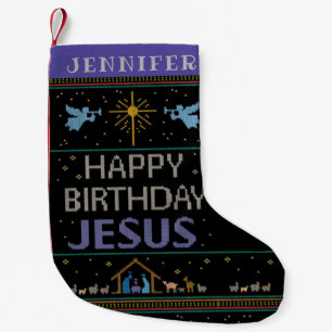Petite Chaussette De Noël Chandail de Noël chrétien Joyeux anniversaire Jésu
