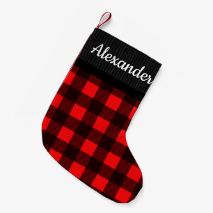 Petite Chaussette De Noël Chandail Red Buffalo Check Motif Nom du pays