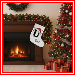 Petite Chaussette De Noël Chapeau de Noël de la famille à monogramme Petits