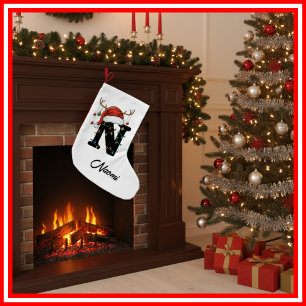 Petite Chaussette De Noël Chapeau de Noël de la famille à monogramme Petits