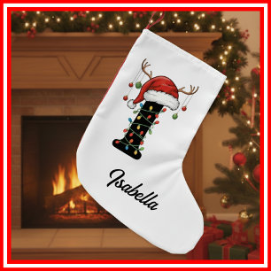 Petite Chaussette De Noël Chapeau de Père Noël en bois de cerf de Noël de fa