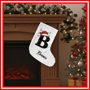 Petite Chaussette De Noël Chapeau de Santa en bois de cerf de Noël de famill