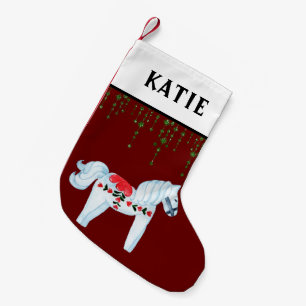 Petite Chaussette De Noël Charming Hobby Horse & Green Parties scintillant N