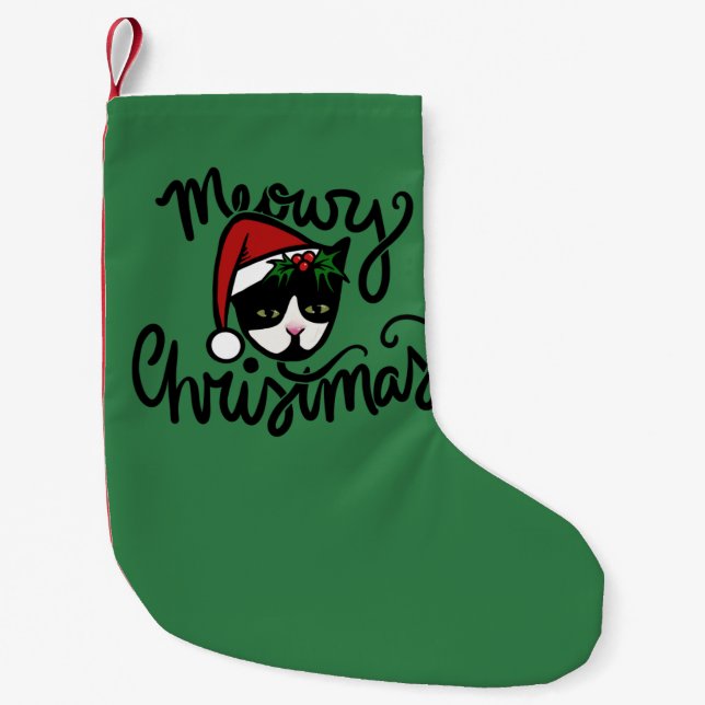 Petite Chaussette De Noël Chat de Noël Tuxedo (Devant)