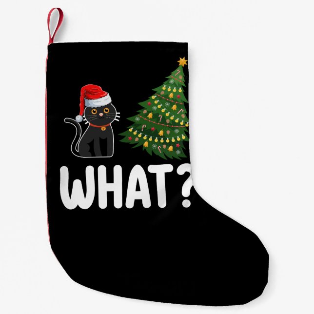 Petite Chaussette De Noël Chat Noir Ce Poussant Arbre De Noël Drôle (Devant)