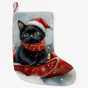 Petite Chaussette De Noël Chat noir dans la corniche laissez passer Noël de 