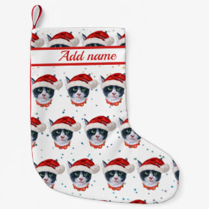 Petite Chaussette De Noël Chat noir et blanc à l'aquarelle de Noël