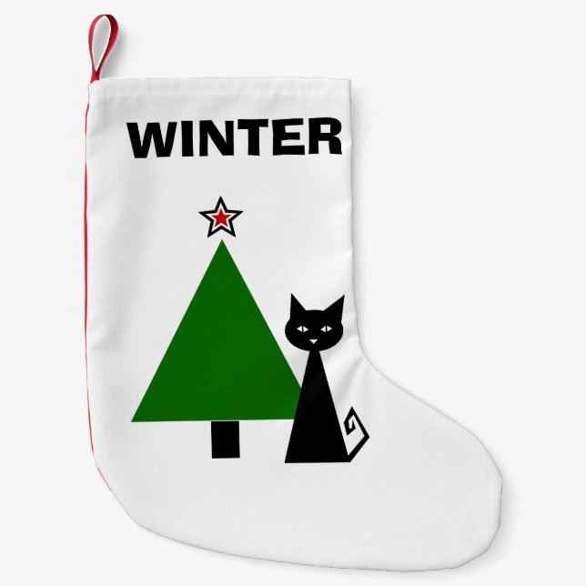 Petite Chaussette De Noël Chat noir personnalisé (Devant)