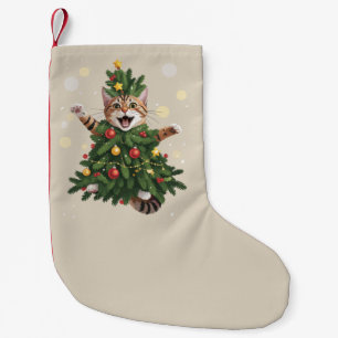 Petite Chaussette De Noël Chat orange roux sapin de Noël mignon Noël 