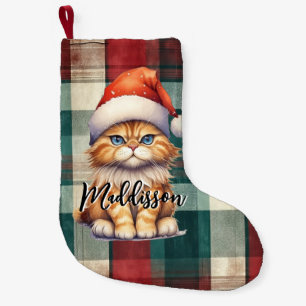 Petite Chaussette De Noël Chat Père Noël Plaid De Noël Avec Nom