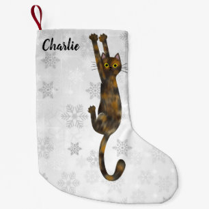 Petite Chaussette De Noël Chat Tortoise Coquille Accroché Sur Tortie Chat No