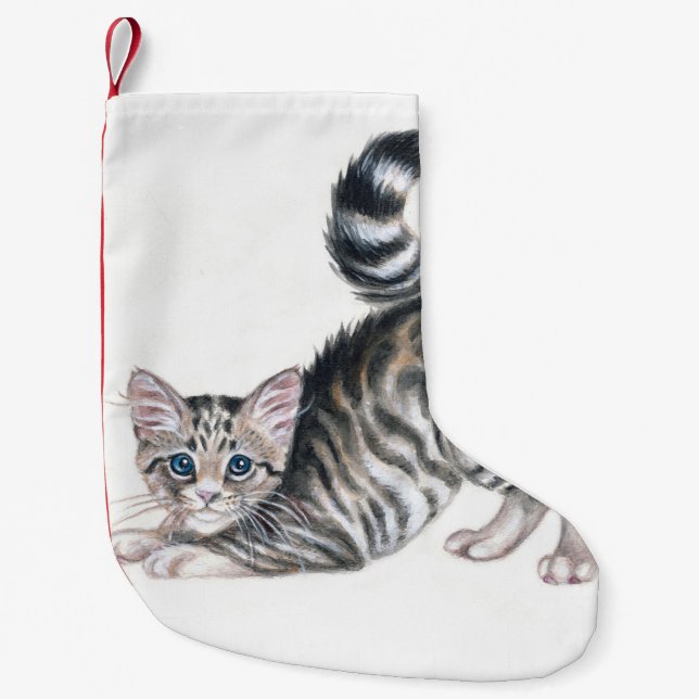 Petite Chaussette De Noël chaton de yoga (Devant)