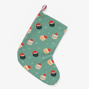 Petite Chaussette De Noël Chats de Noël en Motif de chapeaux de Noël