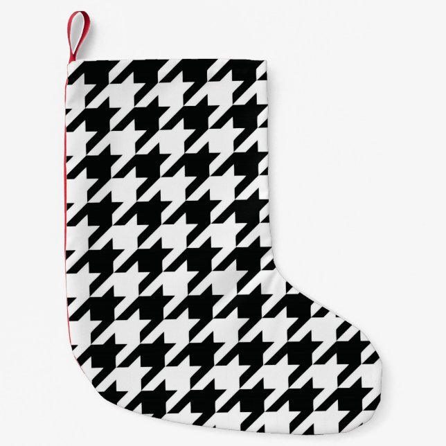 Petite Chaussette De Noël Chèque de socle noir blanc classique (Devant)
