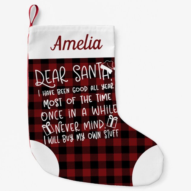 Petite Chaussette De Noël Cher Père Noël, J'Ai Été Bien Mal Drôle (Devant)