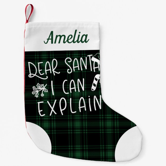 Petite Chaussette De Noël Cher Père Noël, Je Peux Expliquer Mignons Drôle (Devant)