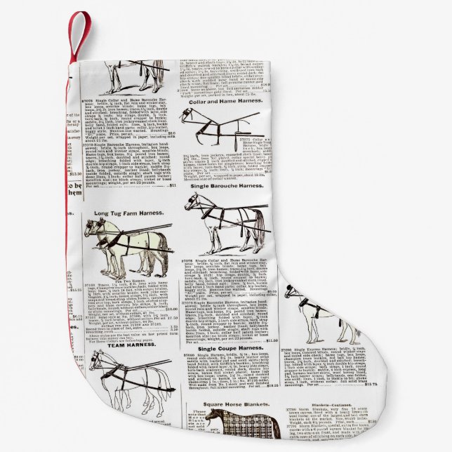 Petite Chaussette De Noël Cheval Antique Publicité Journal Art (Devant)