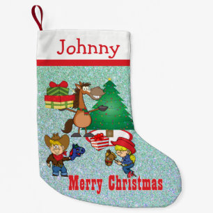 Petite Chaussette De Noël Cheval avec cadeaux et bâton Cheval Enfants Stocke