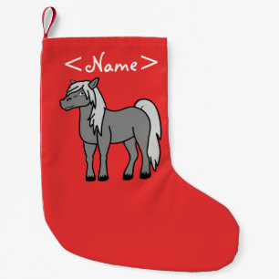 Petite Chaussette De Noël Cheval gris