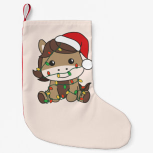 Petite Chaussette De Noël Cheval Noël Animaux d'hiver Chevaux de vacances