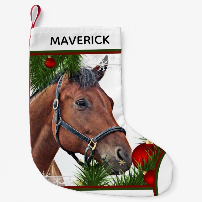 Petite Chaussette De Noël Cheval Noël équestre équine Cute Pony Horse (Devant)