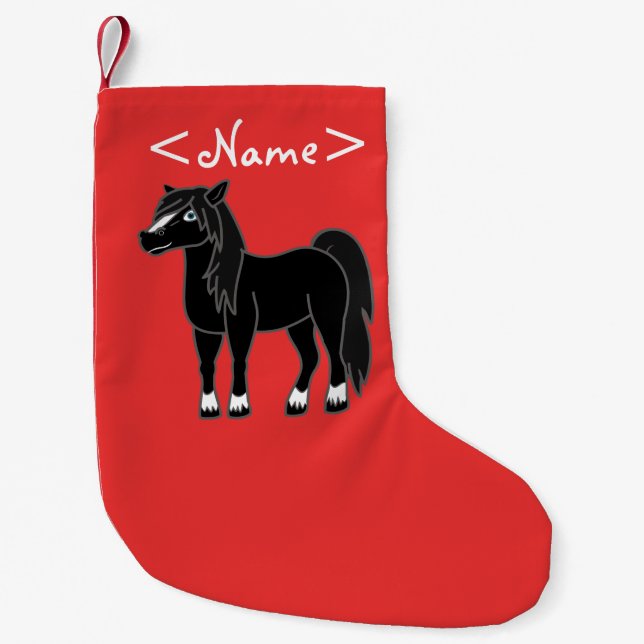 Petite Chaussette De Noël Cheval noir (Devant)