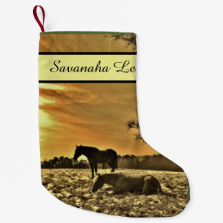 Petite Chaussette De Noël Chevaux de Noël rustiques dans la neige Personnali