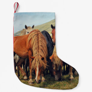 Petite Chaussette De Noël Chevaux sauvages Vie Nature Scène