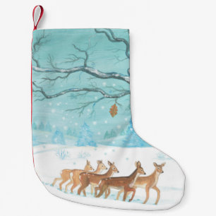 Petite Chaussette De Noël Chevreuil en hiver