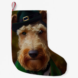 Petite Chaussette De Noël chien airedale à la Saint-Patrick