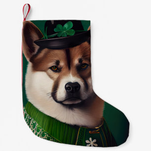 Petite Chaussette De Noël chien akita en robe de la Saint-Patrick