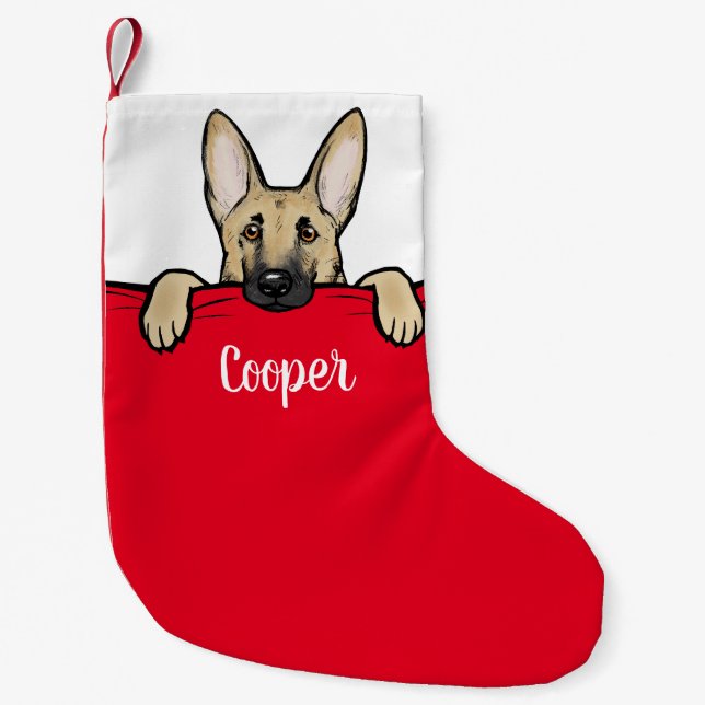 Petite Chaussette De Noël Chien berger allemand mignon personnalisé (Devant)