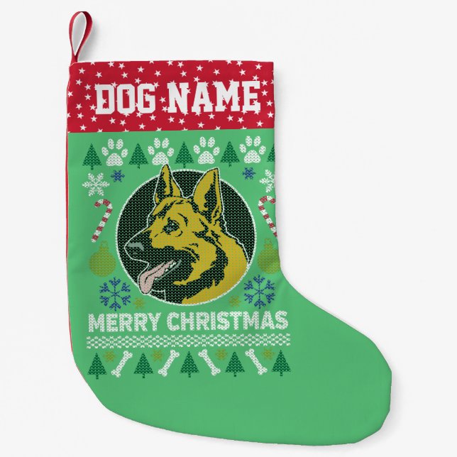 Petite Chaussette De Noël Chien berger allemand se reproduire laide de Noël  (Devant)