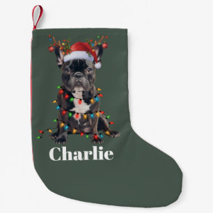 Petite Chaussette De Noël Chien Bouledogue Français de Noël Nom Personnalisé