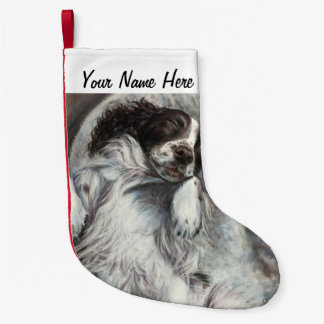 Petite Chaussette De Noël Chien chiot Springer espagnol dormant dans un joue