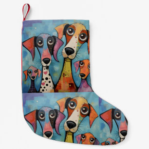 Petite Chaussette De Noël Chien Coloré Art Abstrait de Style Cartoon