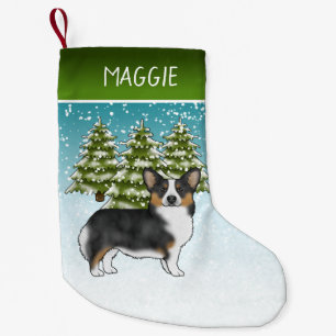 Petite Chaussette De Noël Chien Corgi Pembroke Tricolore Noir Noël d'Hiver