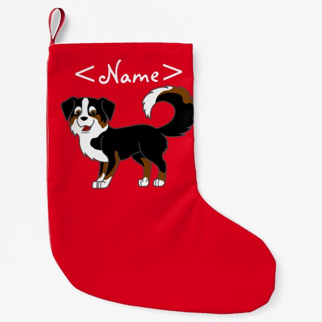 Petite Chaussette De Noël Chien de berger australien tricolore noir (Devant)
